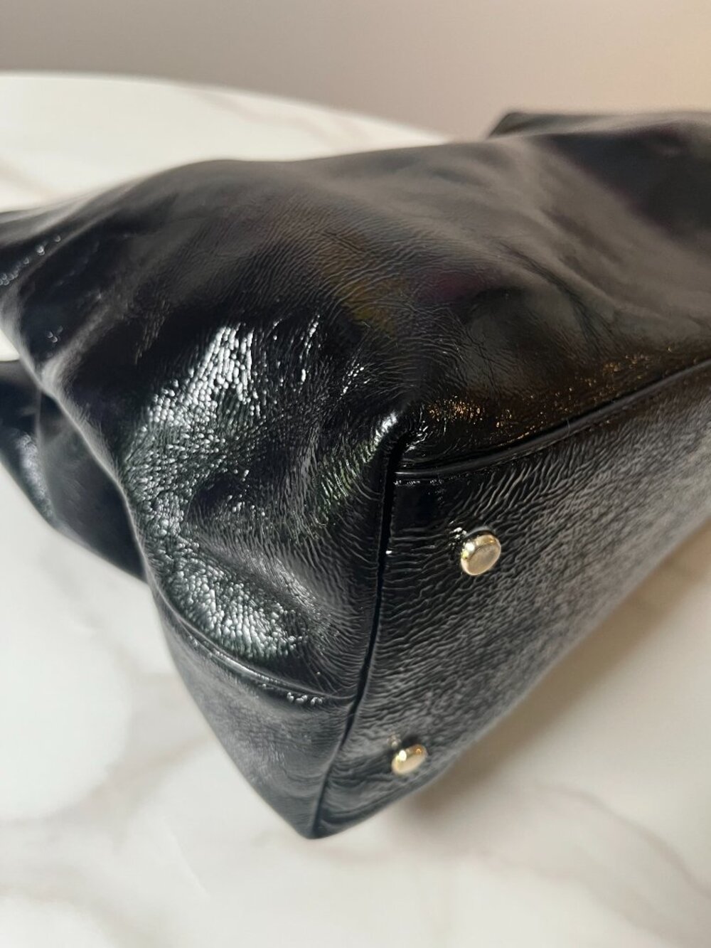 Kate Spade New York Black Patent Leather Deborah Lloyd Era Tote Chain Strap - Picture 11 of 14